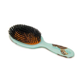 Rock & Ruddle Natural Pure Boar Bristle Hair Brush for Women and Kids (Large, 21cm) - Perfect for Wet or Dry Hair, Detangling Smoothing Blowdrying - Made in UK - Turtles
