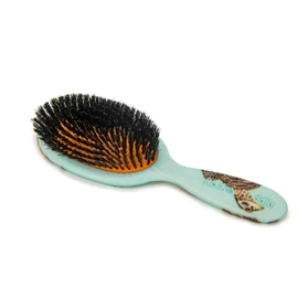 Rock & Ruddle Natural Pure Boar Bristle Hair Brush for Women and Kids (Large, 21cm) - Perfect for Wet or Dry Hair, Detangling Smoothing Blowdrying - Made in UK - Turtles