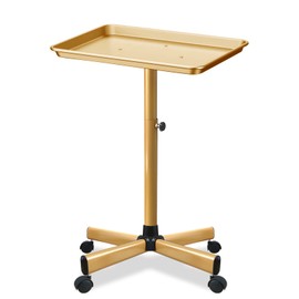 Chetunju Colden Salon Tray, Salon Rolling Tray Cart with Wheels, Tattoo Tray Adjustable Color Tray（Gold）