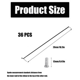 36 Pcs 260mm/10.2 Inch Stainless Steel Spokes, 14G Universal Bicycle Spokes, Mountain/Road Bikes with 12mm Spoke Caps for City Bike, Travel Bikes