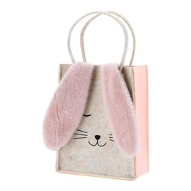 MACOSA CP53514 Easter Gift Bag Rabbit Felt Cream Pink Felt Bag Easter Bag with Handle Easter Bag Easter Felt Bag Children Adults