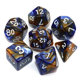 DND Dice Set RPG Polyhedral Dice for Dungeon and Dragons D&D RPG, Role Playing Games, 7 Cutting Dies Set (Lake Blue Mix Purple)