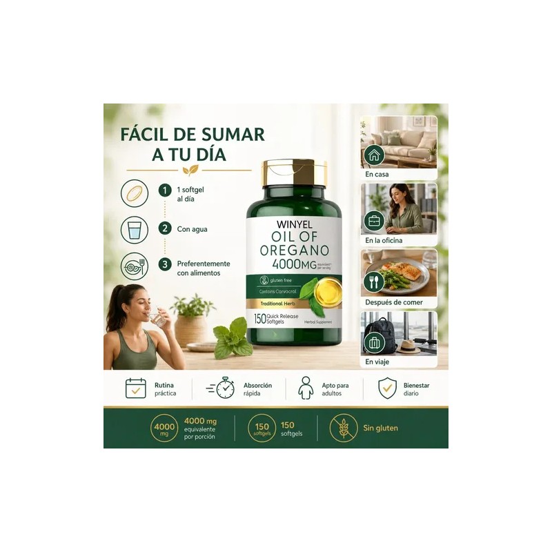 Aceite De Orégano 4000mg 150 Cápsulas Softgels