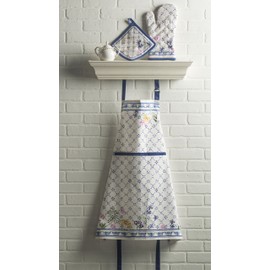 Maison d'Hermine 100% Cotton 1-Piece Kitchen Apron with Adjustable Neck and Middle Pocket, Long Ties for Women/Men, Spring/Summe, Faience