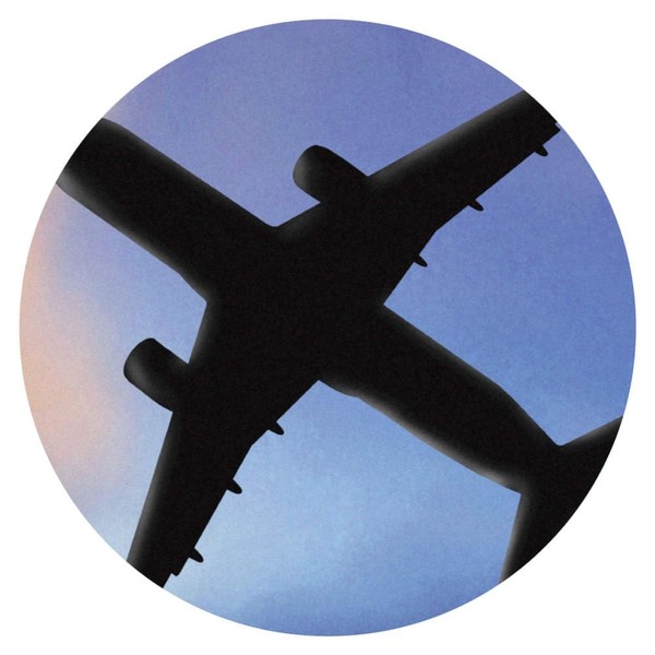 24 x 40mm Round 'Airplane Silhouette' Stickers (SK00065334)