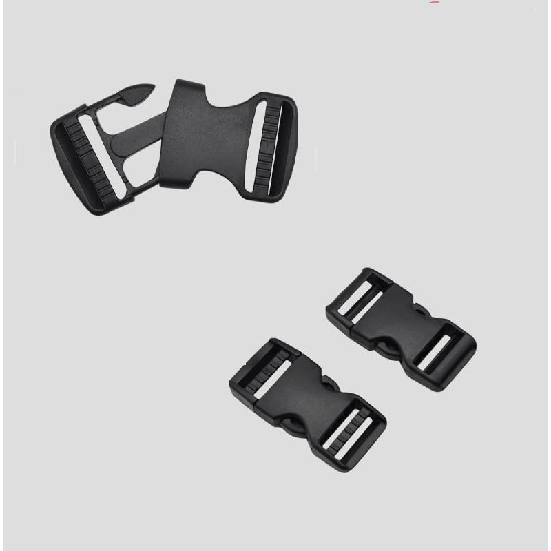 Premium 2 Inches(50mm) Flat Dual Adjustable Side Release Buckles (Black,