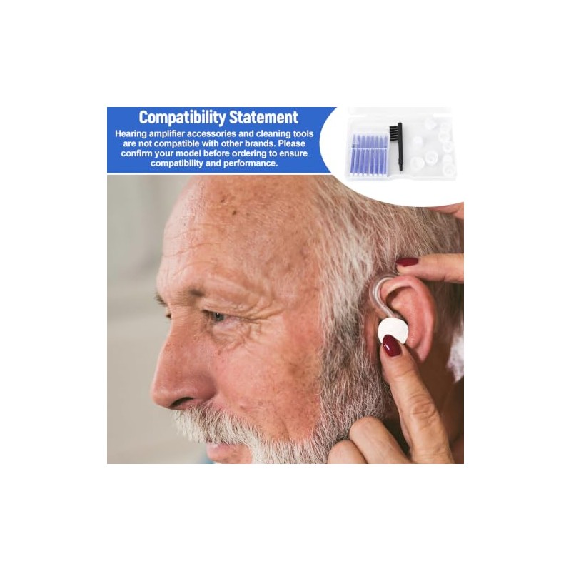 XIHIRCD 9pcs Hearing Amplifier Domes and Cleaning Kit for Audien