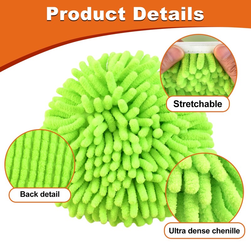 Hezane 2 Microfiber Mop Head Refills and 2 Chenille Mop