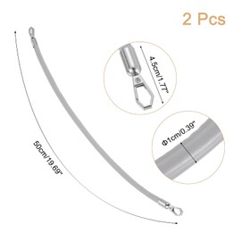 sourcing map 2Pcs Leather Handbag Handles, 50cm/19.7" PU Leather Shoulder Bag Straps Leather Purse Straps for Women's Handbag Tote Bag Handles Replacement (Gray, Silver)