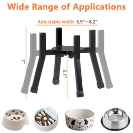 Raised Dog Bowl Stand Medium-Sized Dogs with Adjustable Width (6-8"),Single Food and Water Stand Feeder(Bowls not Included)