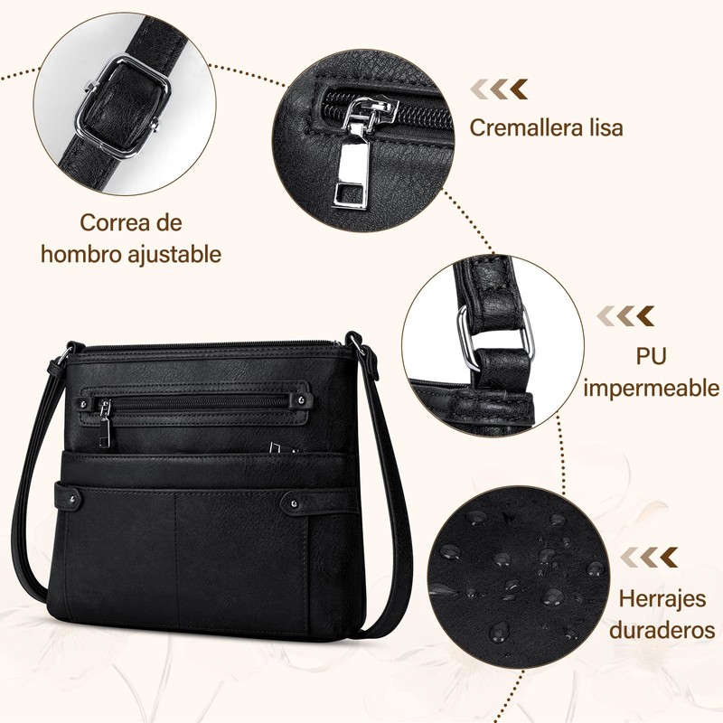 NEWHEY Bolsa Crossbody Mujer,Bolsas de Mujer de Pu Impermeable, Bolsa