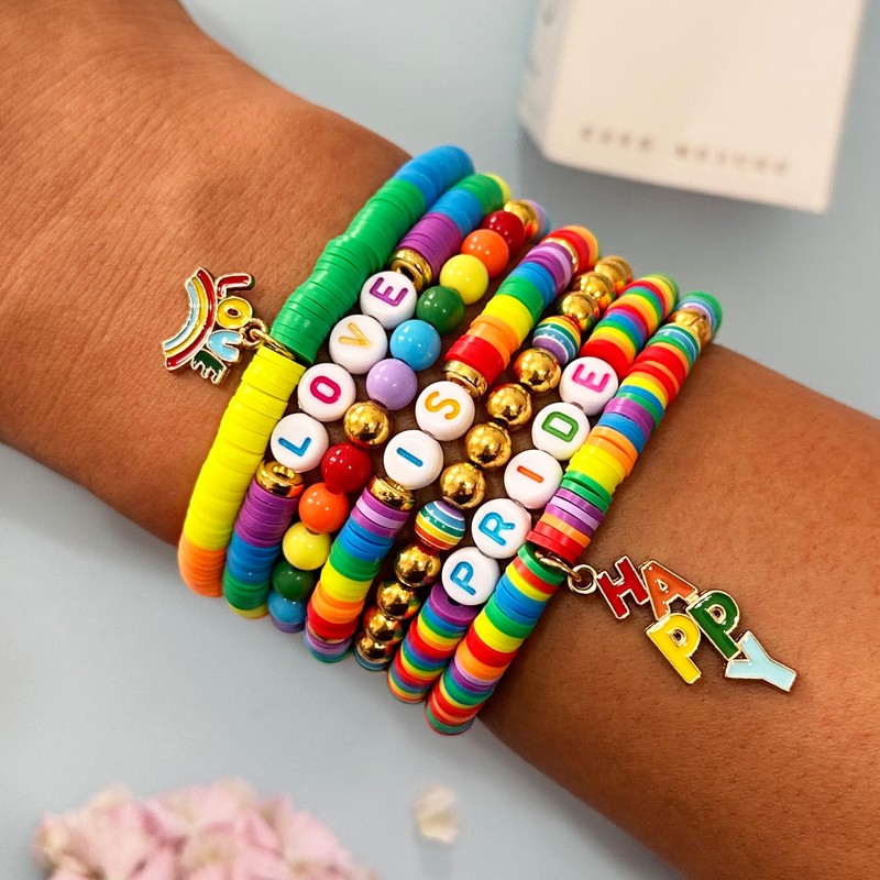 Pride Rainbow Clay Beads Bracelets Making Kit, Love is Love