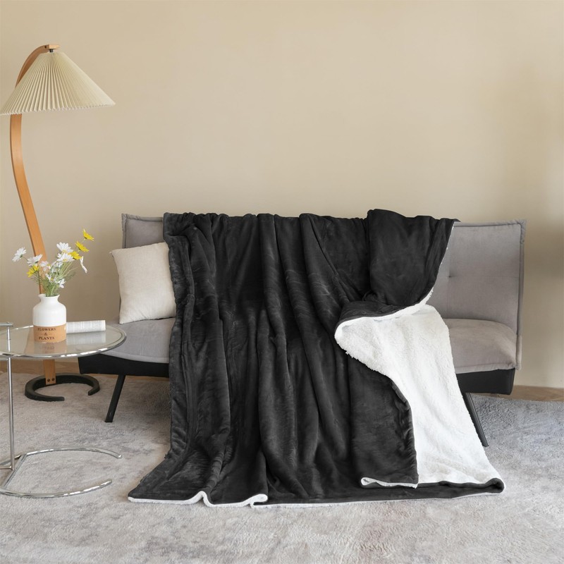 Good Nite Bed Throw Blanket 130x150cm Sherpa Flannel Blankets Fleece