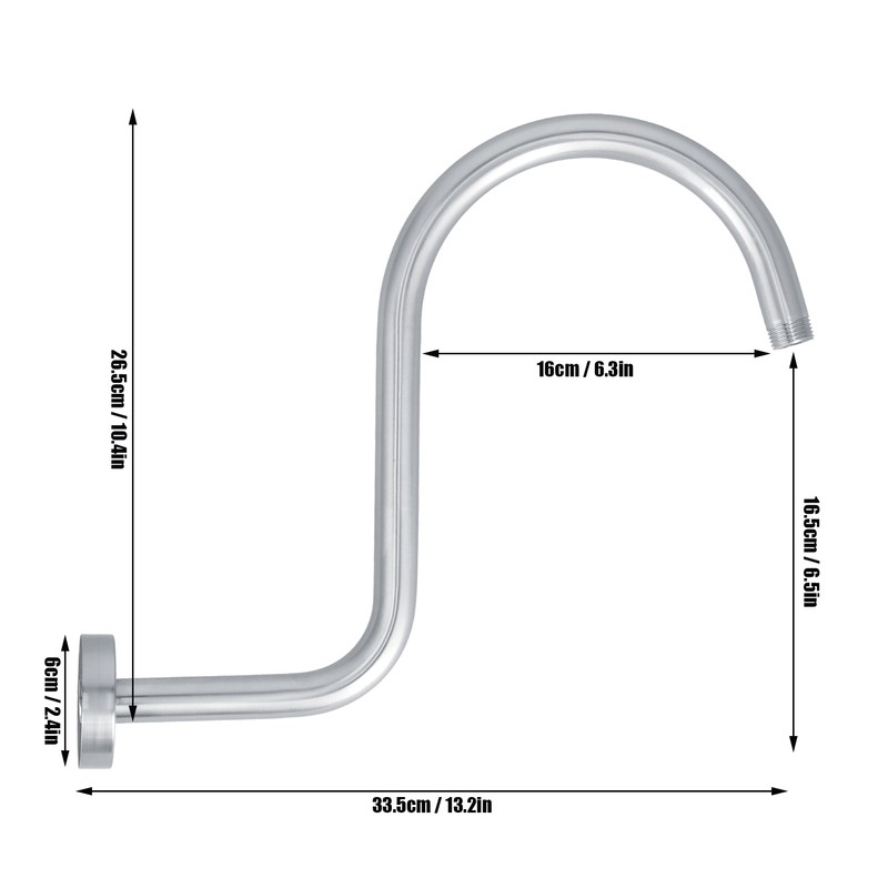 Shower Arm S Shape Gooseneck Stainless Steel Shower Head Extension