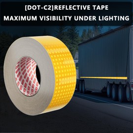 SWRT Reflective Tape 2 Inch x 30 Feet DOT-C2 Shining Star Fade Resistant Yellow Reflective Tape Outdoor Waterproof Strong Adhesive Safety Warning Tape Reflector Conspicuity Tape for Trailer Truck Bike
