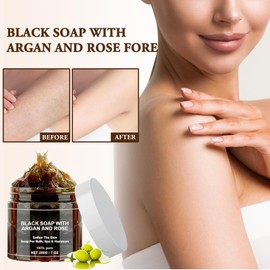 Moroccan Black Soap, African Black Soap Exfoliating, Suitable for Beldi Hammam, Deeply Cleanse the Body, Moisturize and Exfoliate the Skin, Suitable for All Skin Types