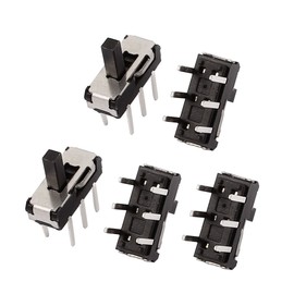 sourcingmap 5 Pcs 2 Position Straight 6P DPDT Mini Slide Switch Latching Toggle Switch Black