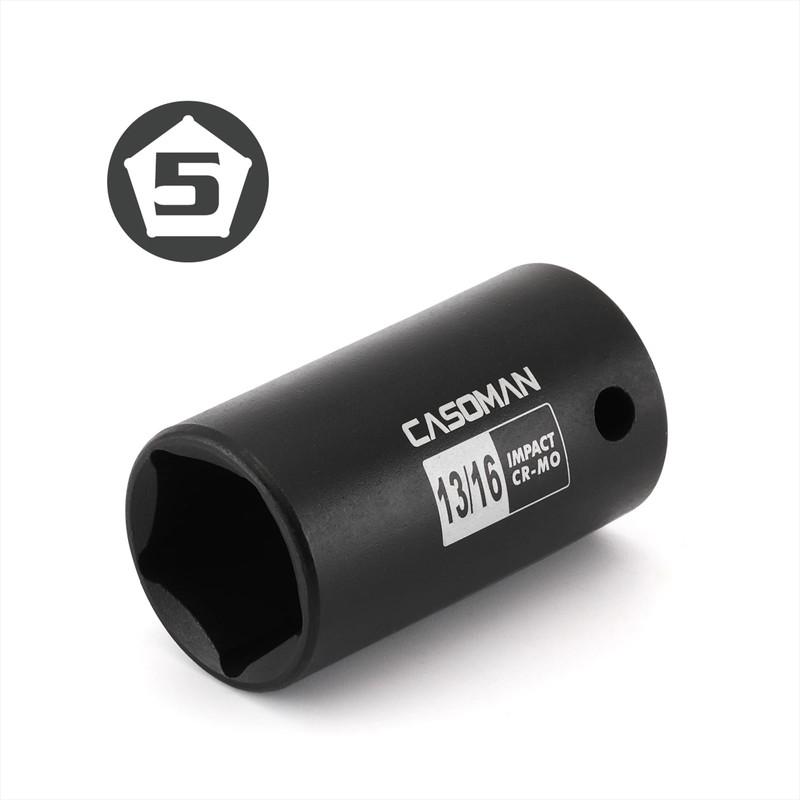 CASOMAN 1/2" Drive 13/16-inch Penta Socket, 5 Point Utility Socket,