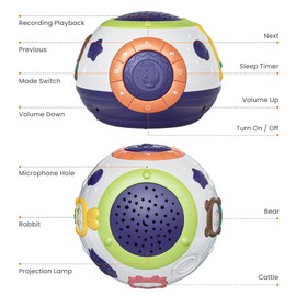 TUMAMA Night Light Kids,Baby Lights Projector with Star Sensory Lights&Music,Baby Soother White Noise Machine Toys for Babies Kids Boys Girls