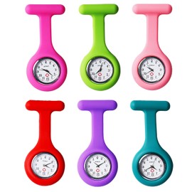 Sporgo 6 Stück Krankenschwester Uhr: Schwesternuhren mit Clip Taschenuhr Schwesternbrosche Silikon Schwesternuhr, Krankenschwesteruhren Quarzwerk Ansteckuhr zum Krankenschwestern Ärzte Student