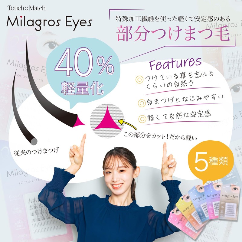 MilagrosEyes False Eyelashes, For Partial, Lightweight, Lightweight (No3)