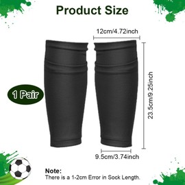 AMFUN Football Shin Pad Sleeves, Shin Pad Socks with Pocket Holding Shin Pads, Breathable Leg Sock Sleeve for Football Games Beginner Teenagers Adults-1 Pair Black-M