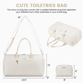 LOVEVOOK Travel Duffle Bag, Weekender Bag for Women with Toiletry Bag, Carry on Overnight Bag with Shoe Compartment, Gym Duffel Bag with Wet Pocket, Mommy Hospital Bags for Labor and Delivery