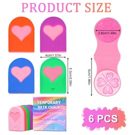 Hair Chalk for Girls 6 Color Temporary Hair Color Dye Shimmer Glitter Hair Color Makeup Washable Hair Dye Christmas Birthday Gift for Girls Age 4 5 6 7 8 9 10-12 Year Old