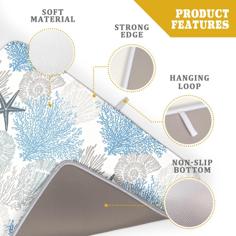 Coastal Blue Gray Dish Drying Pad 18 x 24 Inch