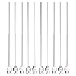 HARFINGTON 10pcs Dispensing Needles 14 Gauge 4 Inch Stainless Steel Blunt Tip Luer Connector for Refilling Glue Oil Thick Liquids Ink Lab Use, Silver