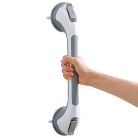 TAILI Shower Grab Bar 16 Inch Suction Cup Grab Bars for Bathroom, Removable Shower Safety Handle Heavy Duty Bathtub Grip for Seniors & Elderly, Strong Handrails No Drilling Waterproof, Grey,G9