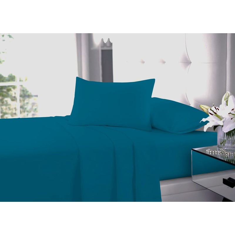 Fitted Bed Sheet With FREE Pillow Case Poly Cotton TEAL