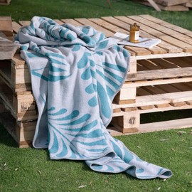 ACUSHLA Merino Wool Blanket - Soft Warm Thick Washable Large Throw Blanket for Camping Bed Couch Outdoor Travel All Weather, Rainforest Blue 79X63