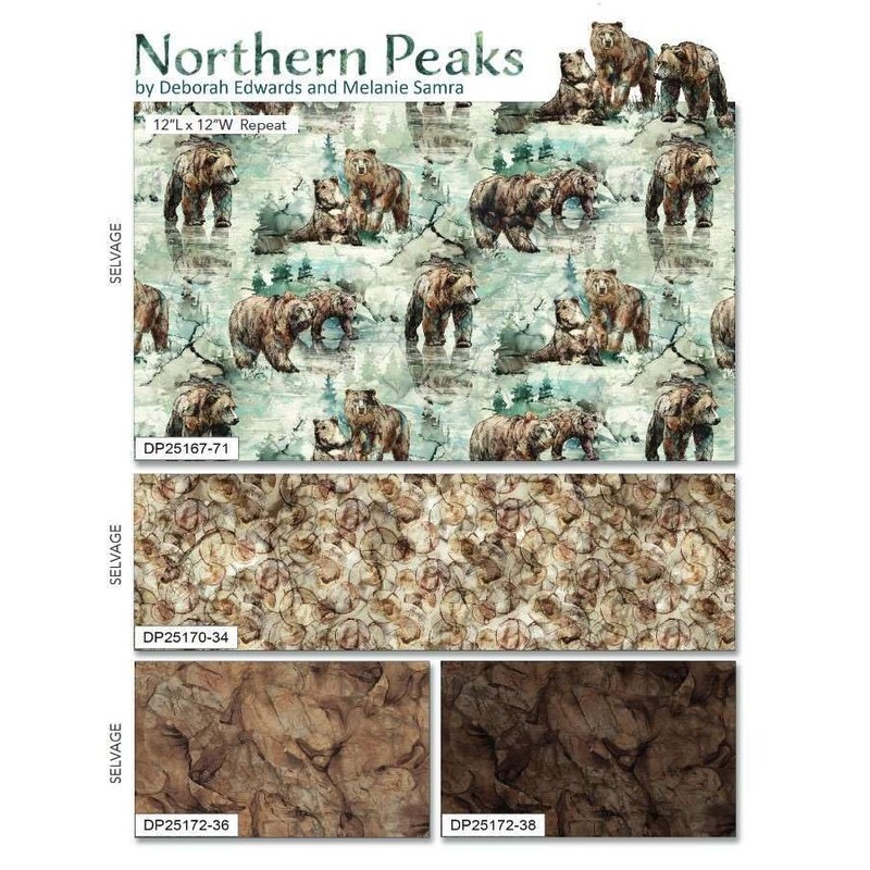 Northcott Northern Peaks 32.5" Bear Scenic Panel Pine/Multi