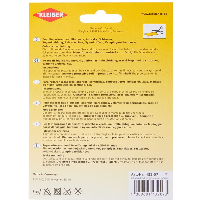 Kleiber + Co.GmbH Outdoor Patches, Nylon, Black, Medium, 2