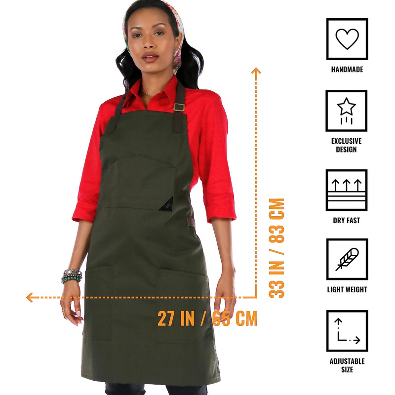 Under NY Sky Chef Apron - Professional Green Twill -
