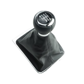Gear Knob 6 Gears + Gear Stick Boot in Black + Chrome Look Frame Compatible with VW Passat B7