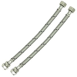 2X Reeds 15mm x 1/2inch Flexi 300mm Flexible Braided Tap & Inlet Valve Connector Pack of 2 WRAS Approved