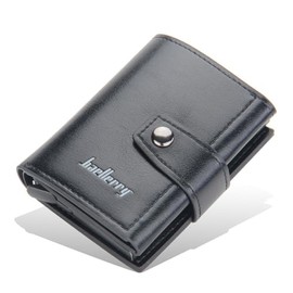 Bimhan Men's Slim Wallet RFID Protection Wallet Men's Small Wallet with Space for 15 Credit Cards, black, Minimalist