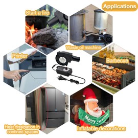 97 mm x 33 mm BBQ Air Mover Inflatable Small Blower Fireplace Fan,Variable Speed Centrifugal Fan, for Barbecue,Camping,Printer,Waste Oil Furnace, Outdoor Cooking,Wood Stove