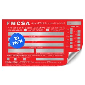 GOTSAFETY Exterior Annual Inspection Label - FMCSA Compliant Stickers - Permanent Self Adhesive 6" x 3.5" - DOT Compliant - Red 20 Pack