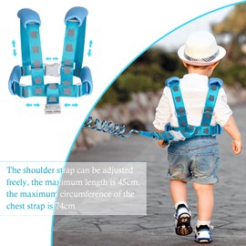 Toddler Anti Lost Leash, 3in1 Baby Reins Walking Harness with Lock Reflective and Anti Lost Safety Wrist Link Belt (Rabbit Reins Blue 1.5m)