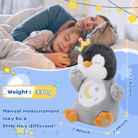 MIAODAM Breathing Stuffed Animal Penguin Plush with Realistic Breathing Action and Lighted Music Perfect for Babies and Kids