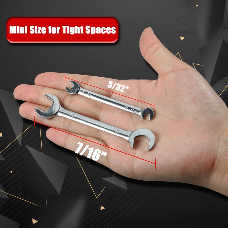SPEEDWOX Mini Double Open End Wrench Set SAE 5/32"-7/16" 10pcs