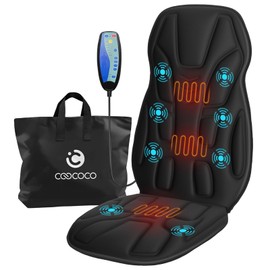 CooCoCo Back Massager with Heat, 8 Vibrating Motors Massage Chair Pad with 2 Heating Levels, Massage Seat Cushion with Auto Shutoff for Home Office Chair, Gifts for Dad Mom