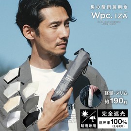 Wpc. IZA Men's Umbrella for Rain or Shine, Lightweight & Slim, Light & Slim Gray [100% Light Shading Rate, 100% UV Protection, UPF 50+, Heat Shielding] Parasol Men's Easa Men's Folding Umbrella, 6.7