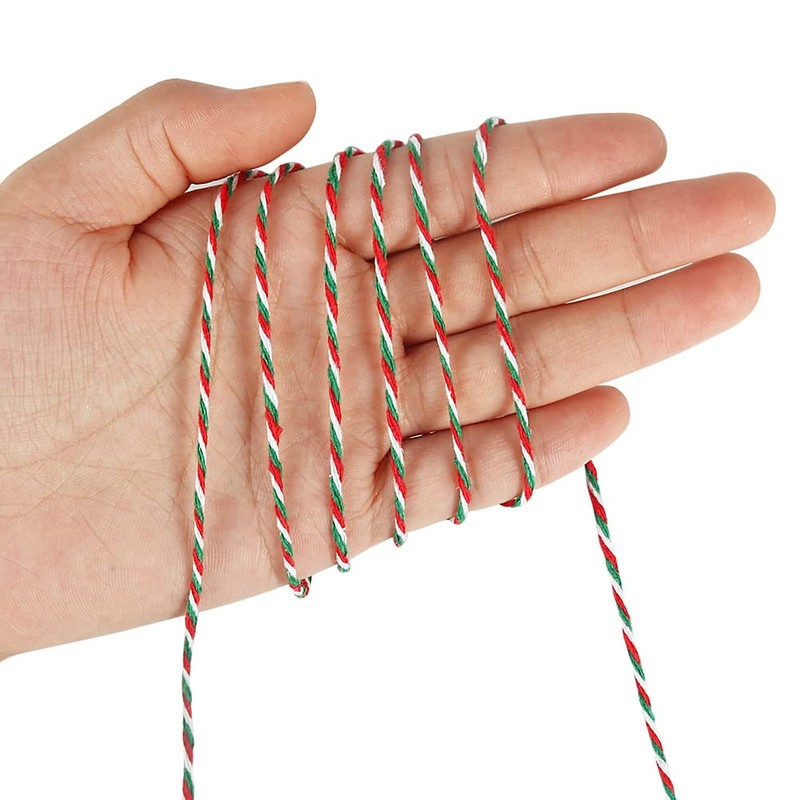 Tenn Well Red Green and White Twine, 200m Cotton Bakers