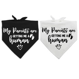 My Parents are Getting me a Human, Pregnancy Announcement Dog Bandana, Gender Reveal Photo Prop Pet Scarf Accessories,Pet Accessories for Dog Lovers, Pack of 2