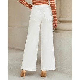 GRAPENT Plus Size Jeans for Women Plus Size Wide Leg Pants for Women Womens Plus Size Jeans Plus Size Business Casual Outfits for Women Color Bright White Size 2XL XX-Large Size 20 Size 22