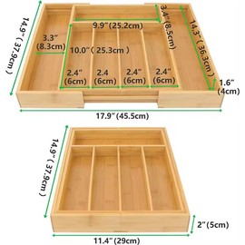 PrimeNex Bamboo Silverware Drawer Organizer Kitchen Utensil Holder -Expandable Cutlery Drawer Organizer with Dividers for Flatware, Storage Organizer (7 Slots)